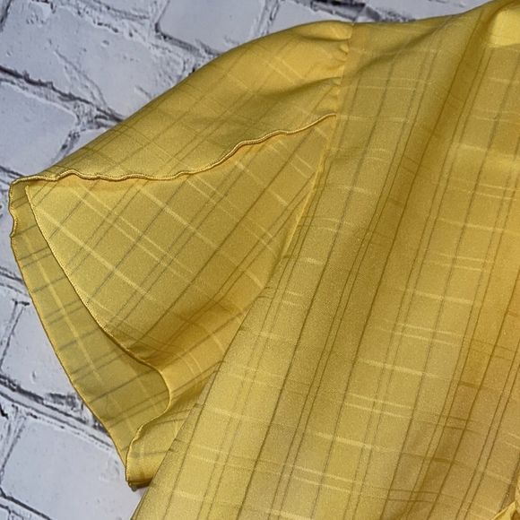 Vintage Yellow Tie Neck Short Sleeved Button-Up Size 10 - Picture 5 of 15
